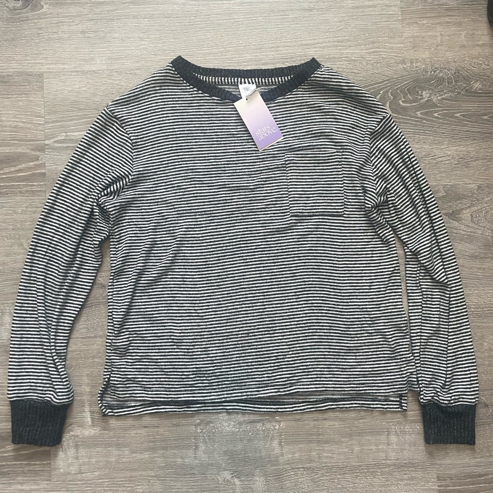 NWT Stars Above Women's Striped Perfectly Cozy Sweatshirt - XS